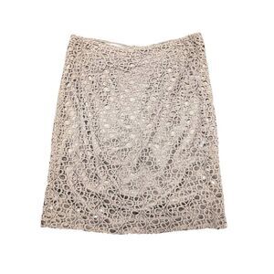 Jones New York Skirt Taupe Floral Crochet Lace Pencil Straight Knee Length Women